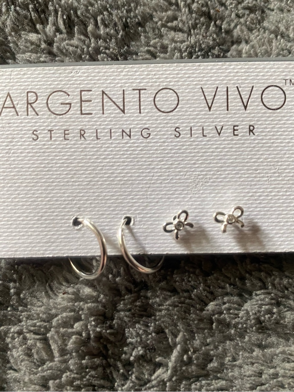 Argento Vivo Silver Hoop and Bow Flower Stud Earring Set